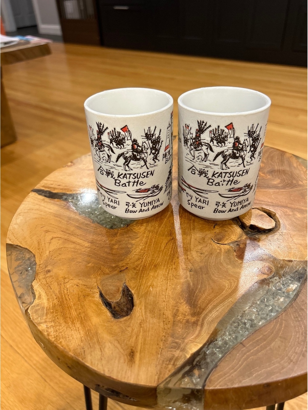 Japanese Minoyaki Sengoku Warlords Samurai Lord Yunomi Tea Cup Set 300cc 4.0" H